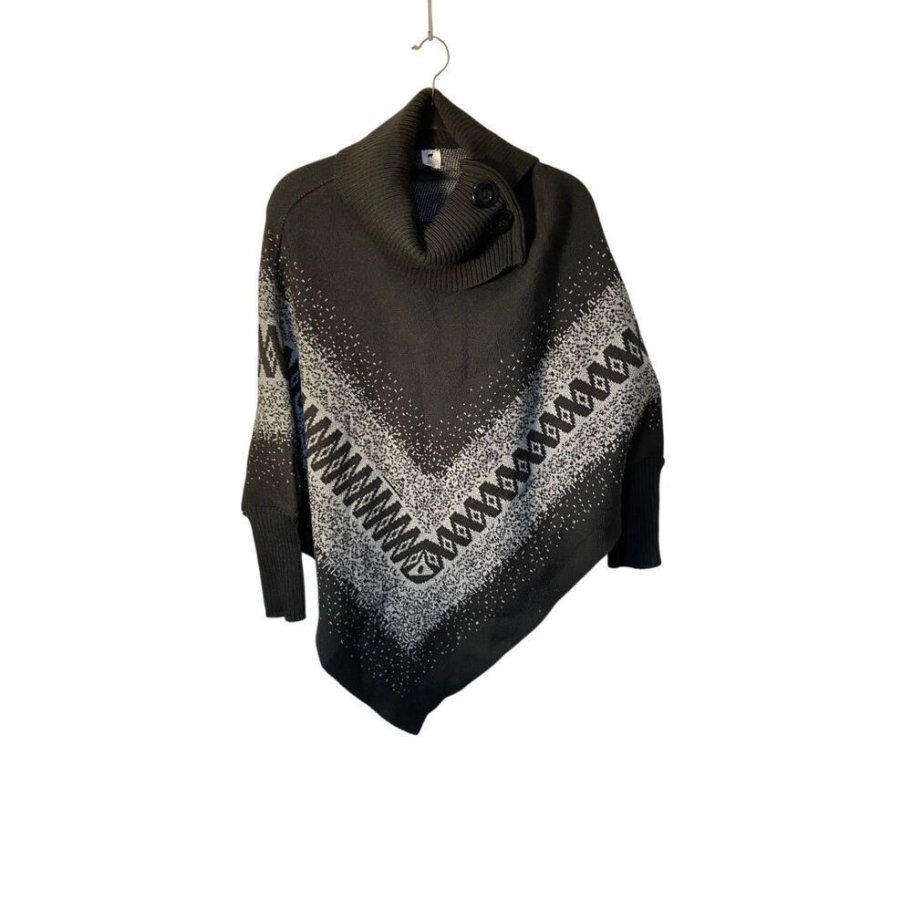 Tejides yarina women’s gray poncho with sleeves 100% wool medium